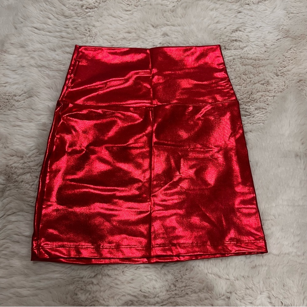 Red shiny skirt